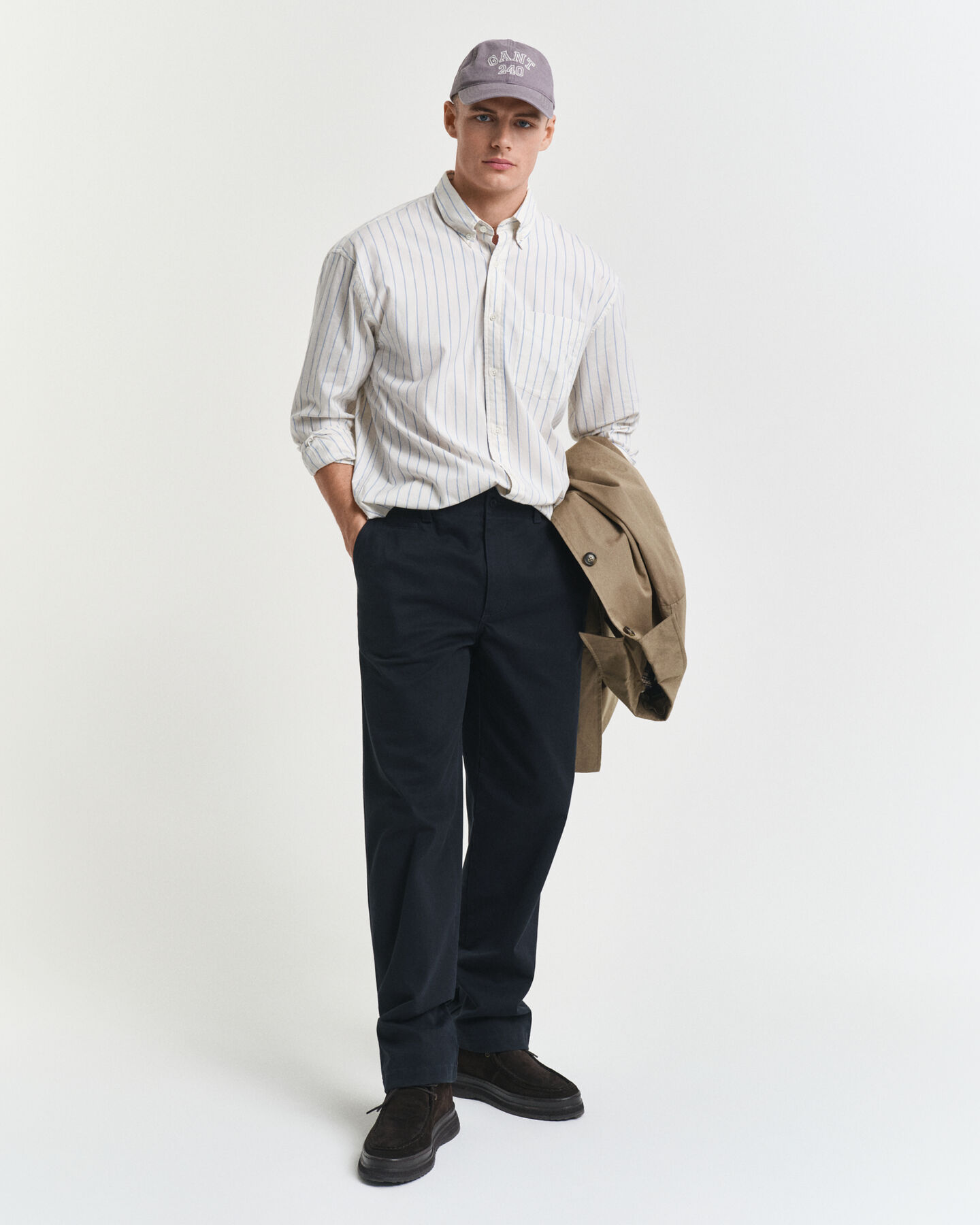 Relaxed fit ‑mitoitettu raidallinen Luxury-oxford-paita