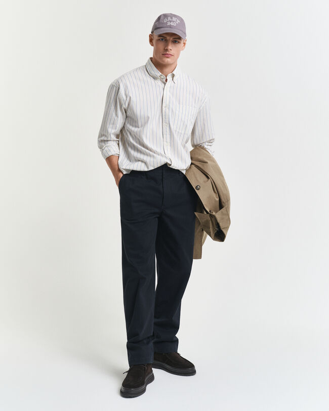 Relaxed fit ‑mitoitettu raidallinen Luxury-oxford-paita