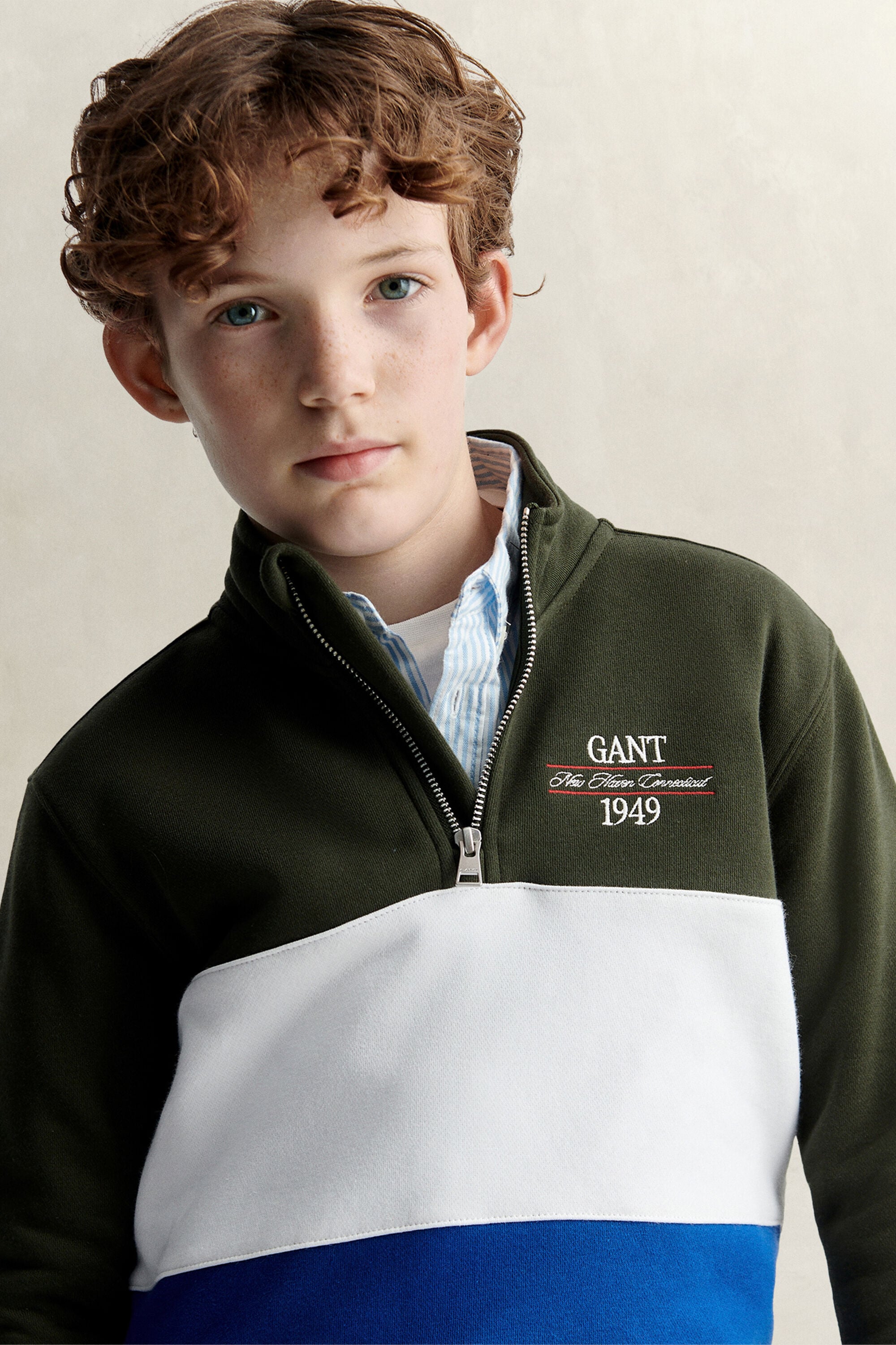 Teen Boys -malliston Color Block -collegepaita, vetoketjukaulus