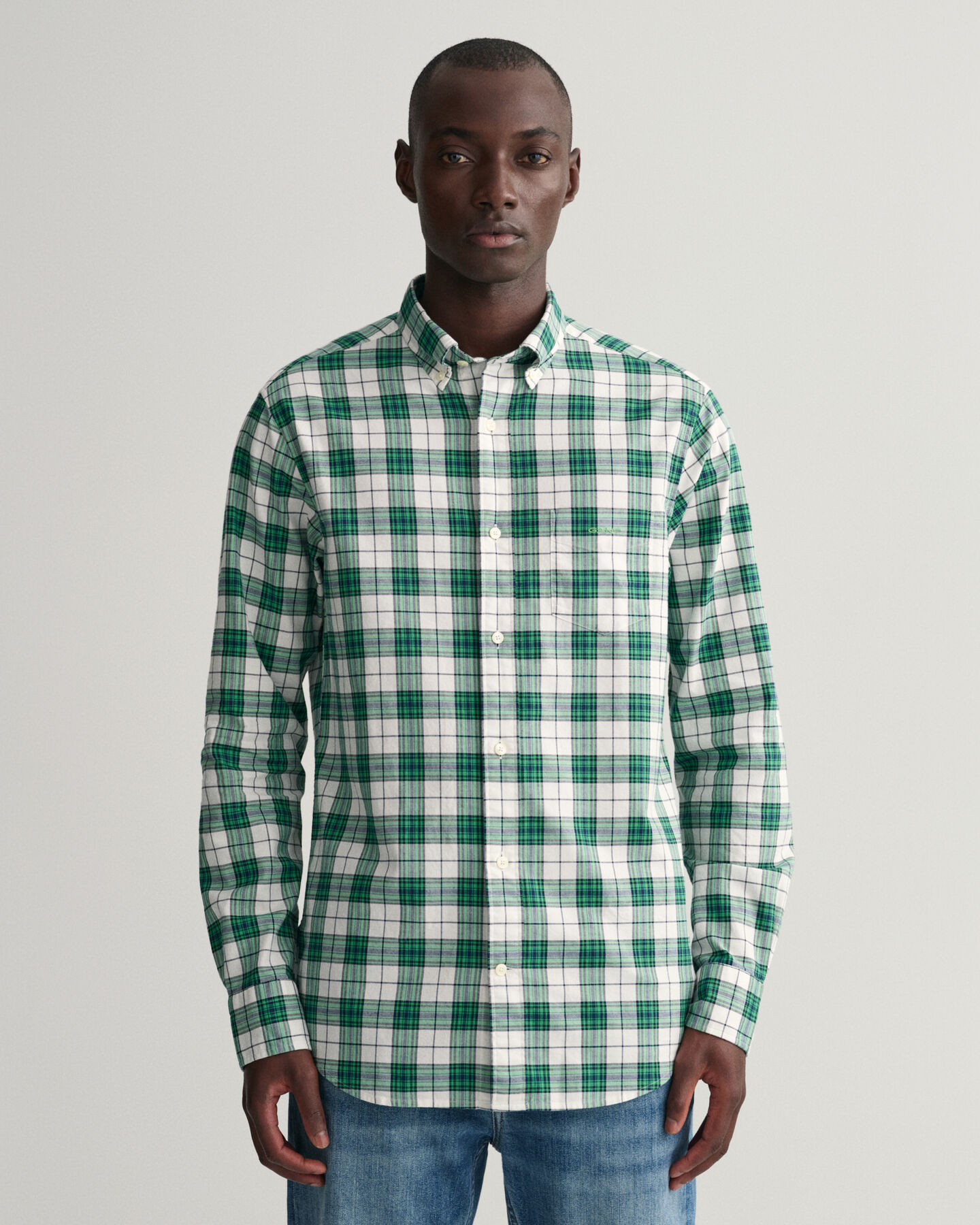 Regular fit ‑mitoitettu ruudullinen oxford-paita