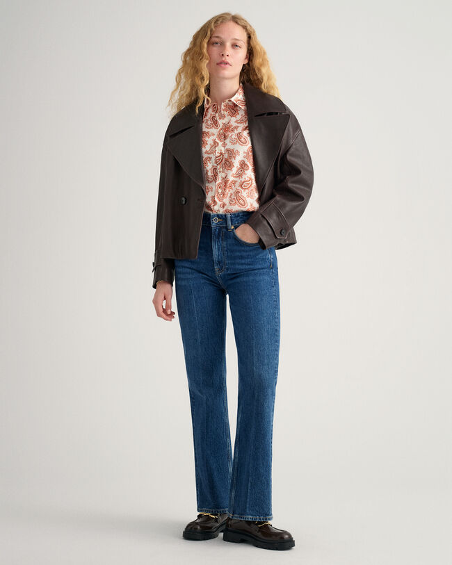 Regular fit ‑mitoitettu paisley-kuvioitu puuvillavoileepaita