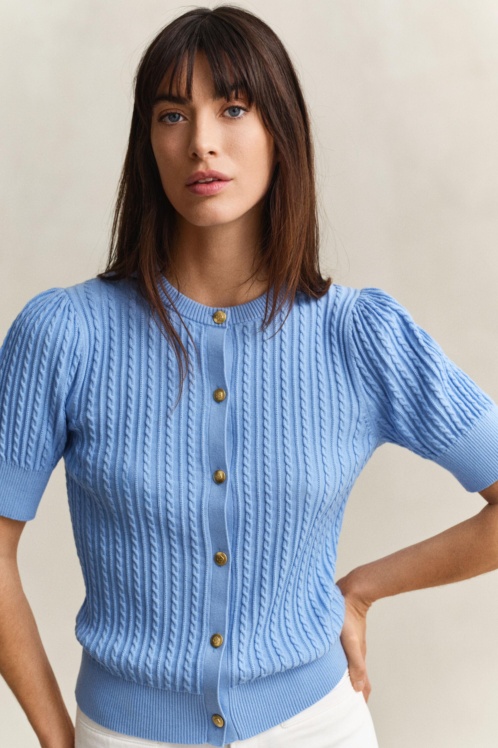 Puuvillainen palmikkoneuletakki