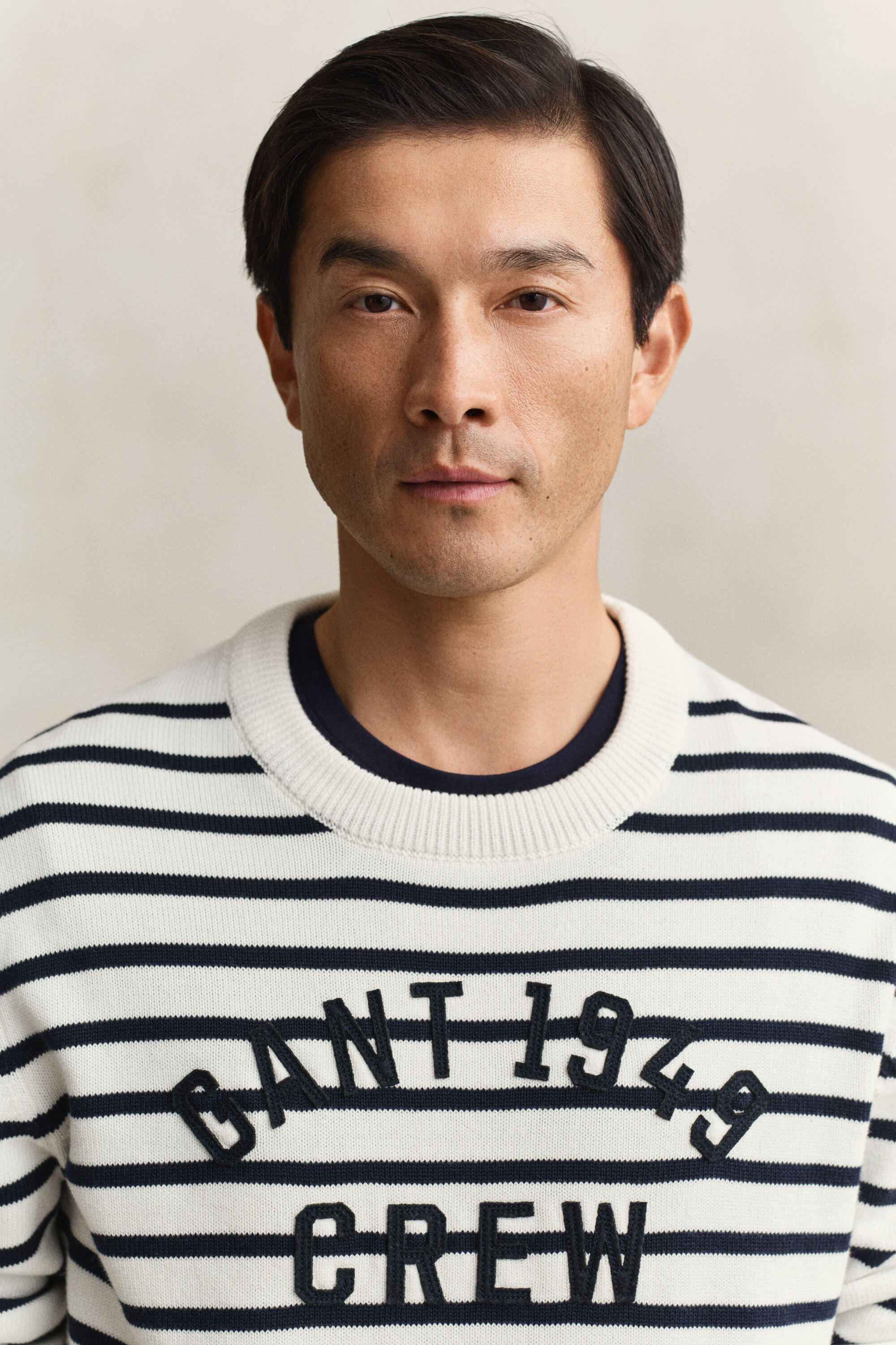 Breton-raidallinen kuviollinen neulepusero