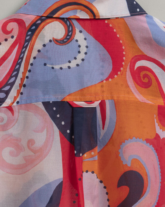 Regular fit ‑mitoitettu paisley-kuvioitu puuvilla-silkkipaita