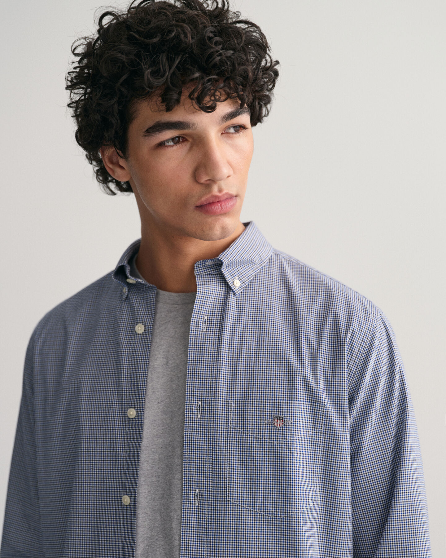 Regular fit ‑mitoitettu pikkuruudullinen popliinipaita