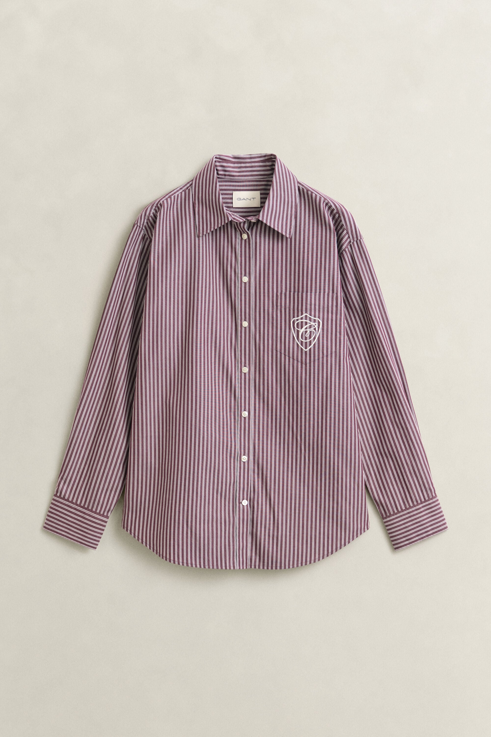 Relaxed fit ‑mitoitettu klassinen popliiniraitapaita