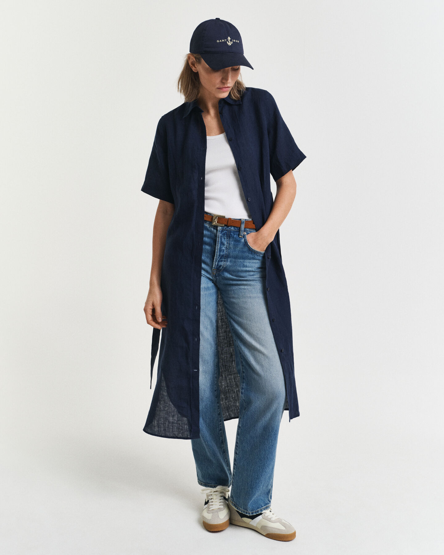 Lyhythihainen pellavapaitamekko