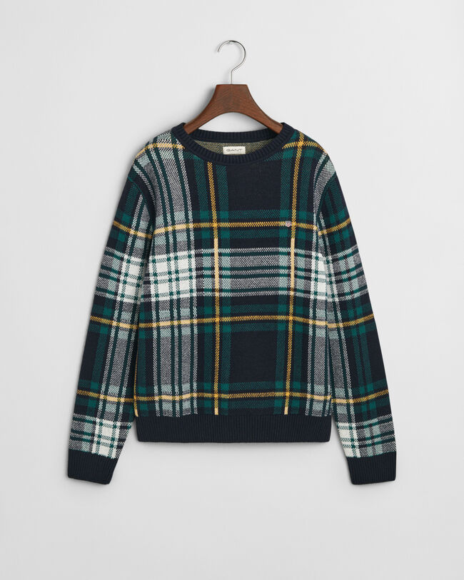 Teens-malliston ruudullinen neulepusero, py&ouml;re&auml; p&auml;&auml;ntie