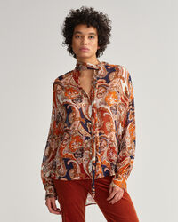 Paisley-kuvioitu rusettipusero