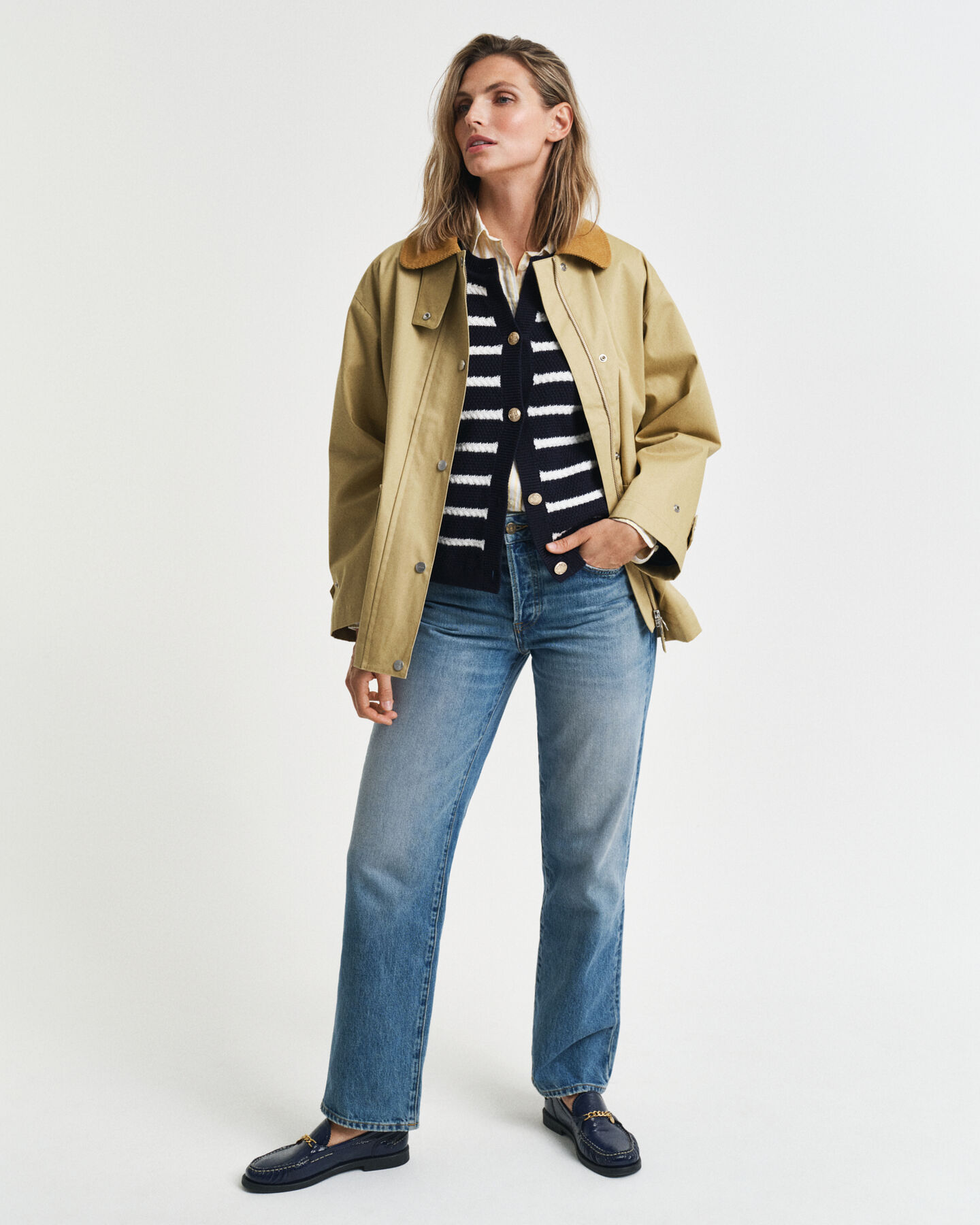 Raidallinen puuvillaneulejakku