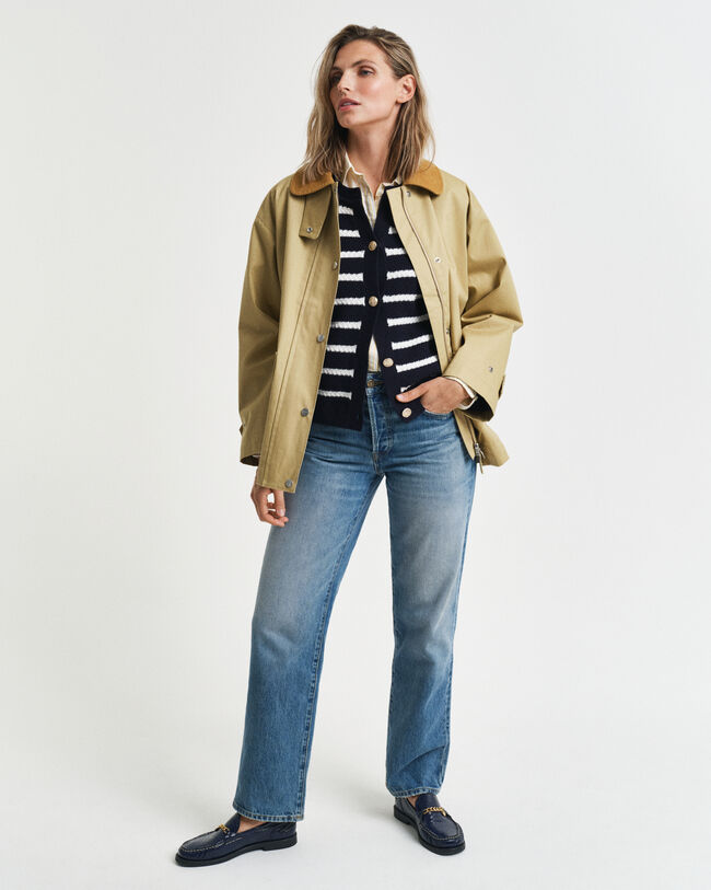 Raidallinen puuvillaneulejakku