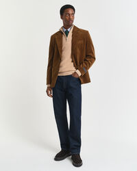 Puuvilla-merinovillasekoitteinen joustinneulepusero, vetoketjukaulus