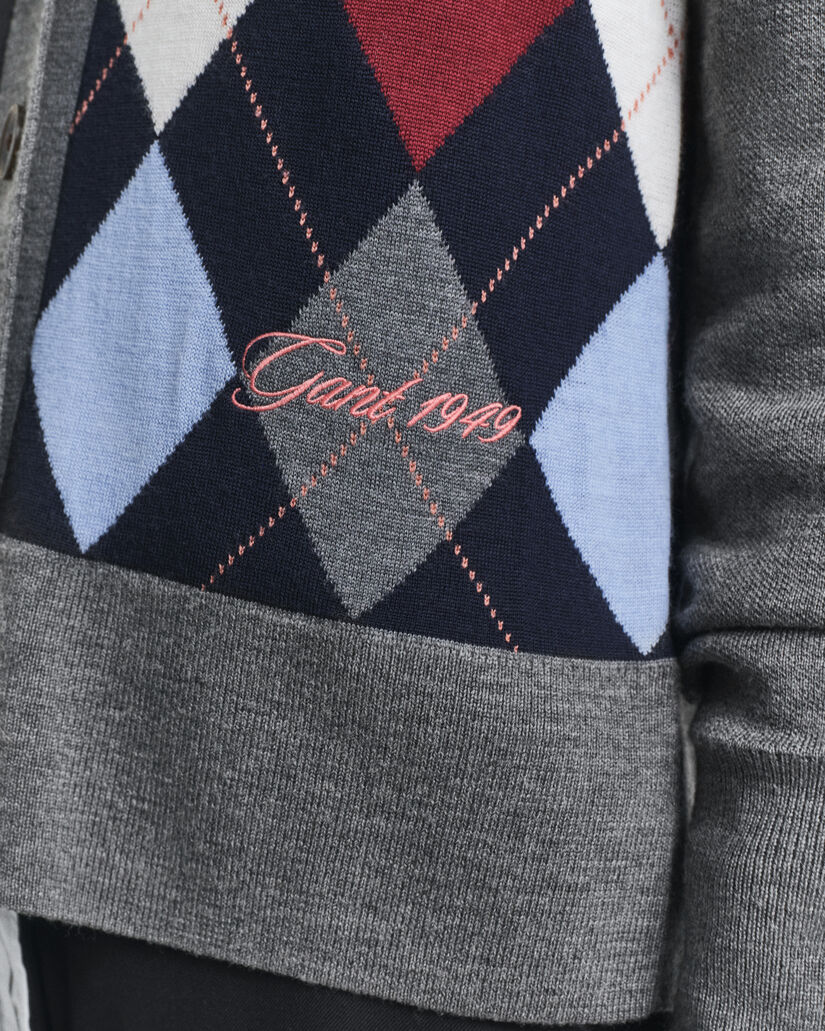 Argyle-neuletakki, v‑pääntie