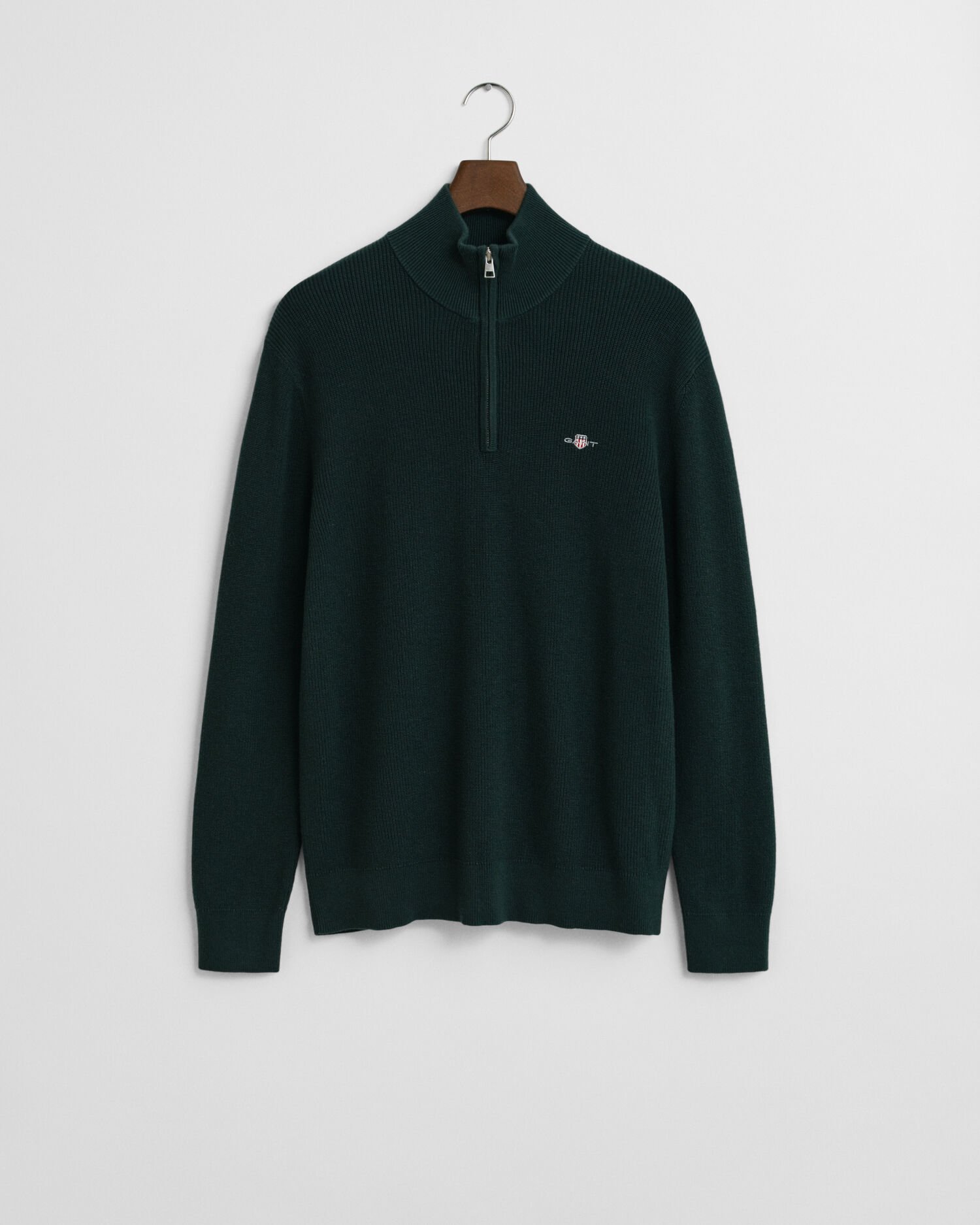 Puuvilla-merinovillasekoitteinen joustinneulepusero, vetoketjukaulus