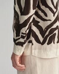 Relaxed Fit Zebra Print Silk Shirt