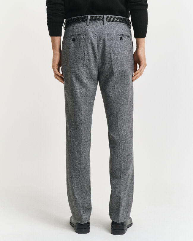 Slim fit ‑mitoitetut kalanruotokuvioiset flanelliset puvunhousut