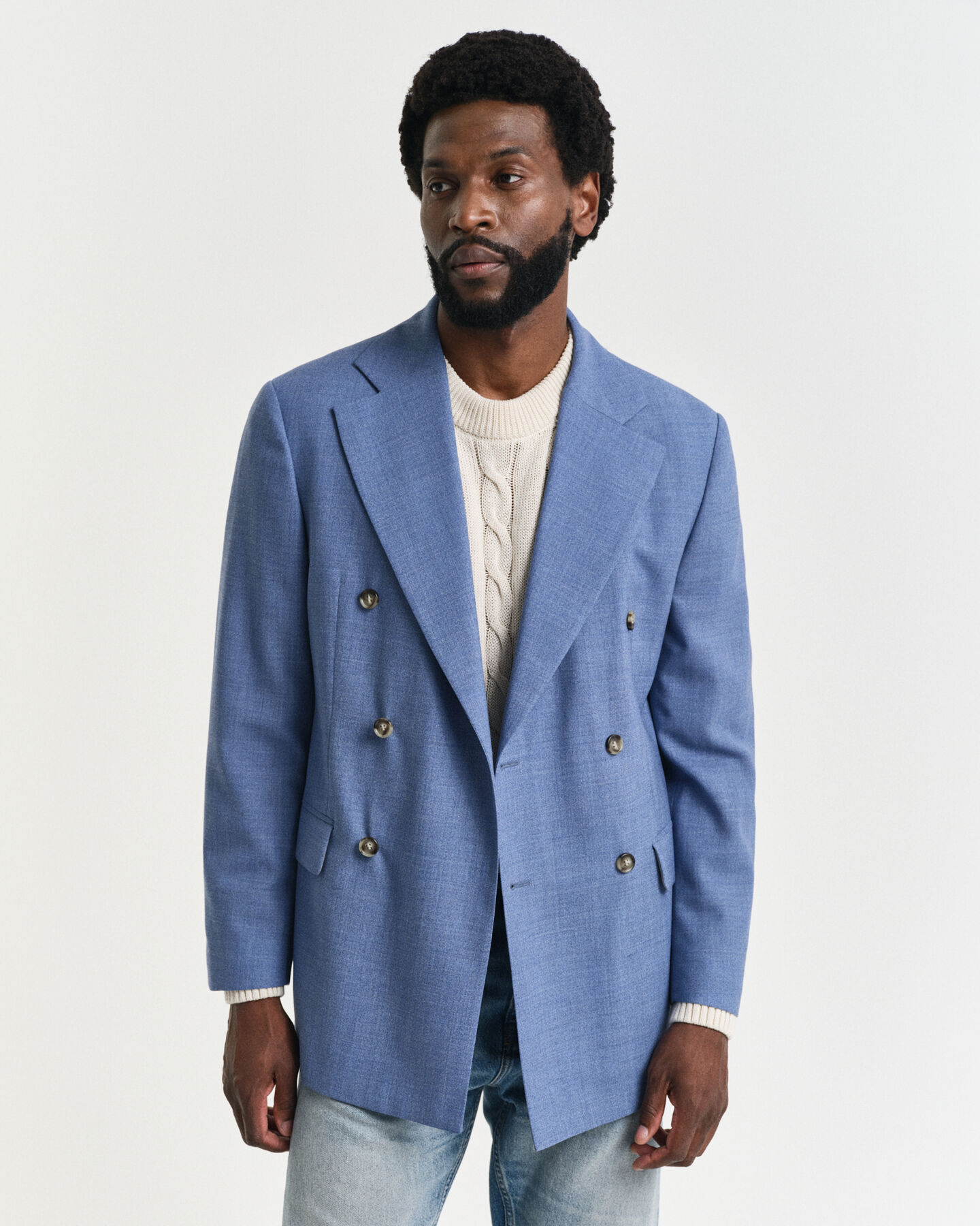 Regular fit ‑mitoitettu villakankainen Mouliné-puvuntakki