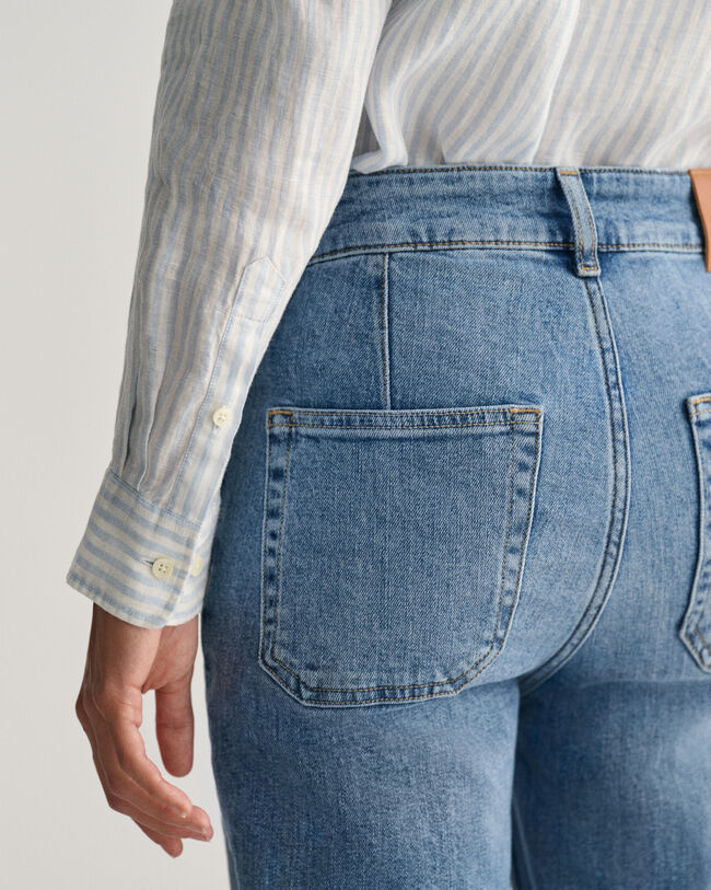 Regular fit ‑mitoitettu raidallinen pellavapaita