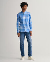 Regular fit ‑mitoitettu ruutupaita puuvillan ja pellavan sekoitteesta