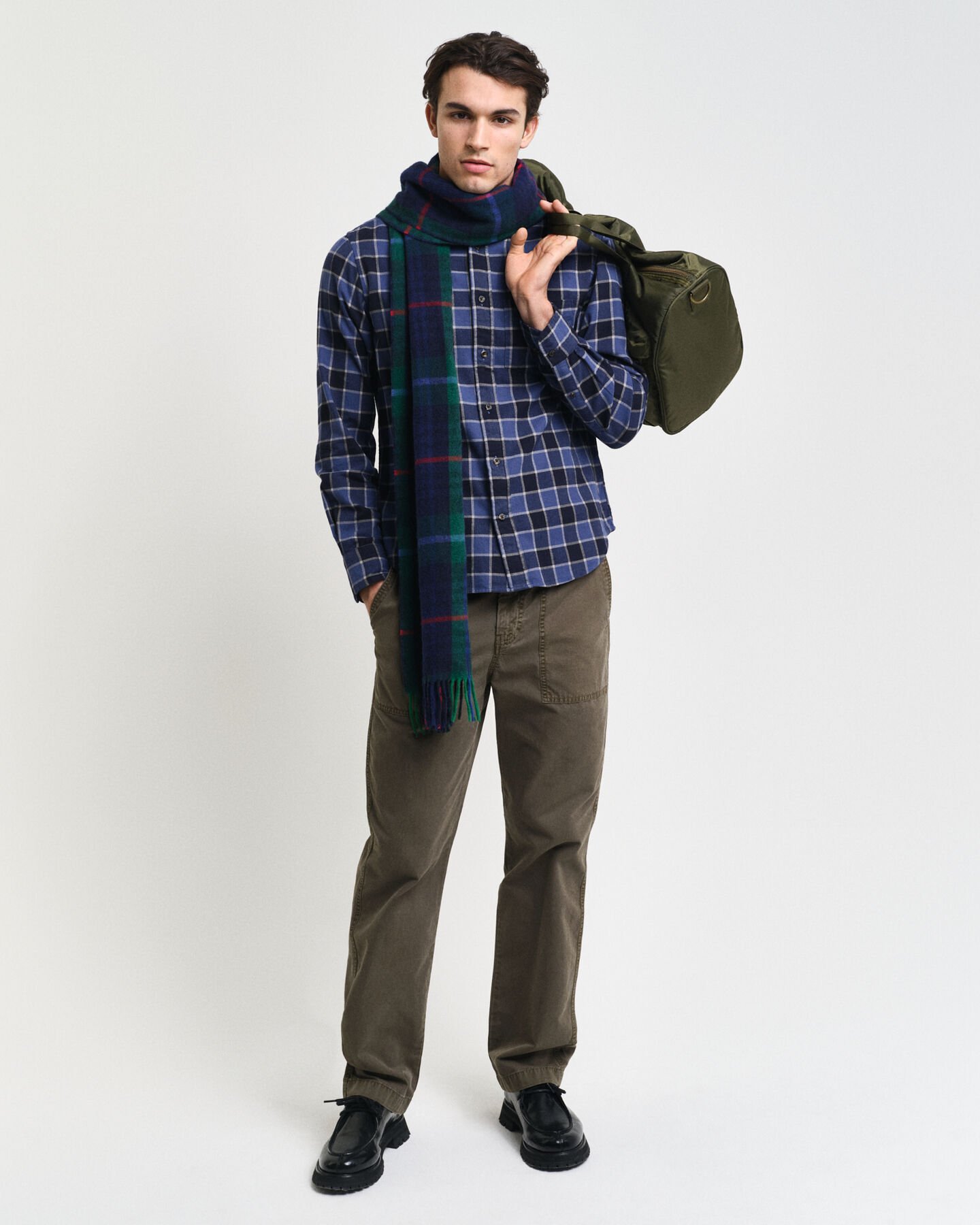 Regular fit ‑mitoitettu kalanruotokuvioinen ruutupaita