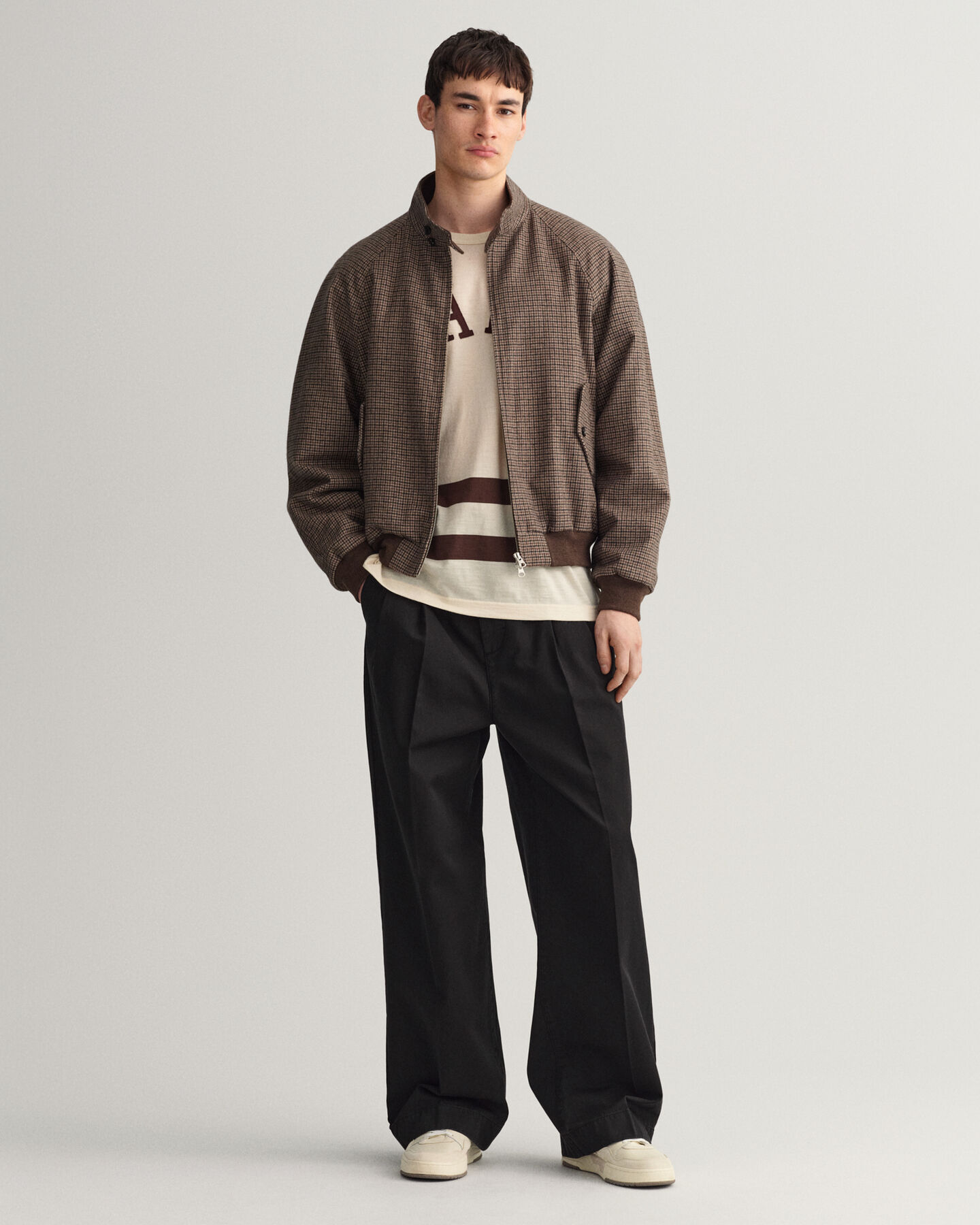 Ruudullinen Harrington-villakangastakki