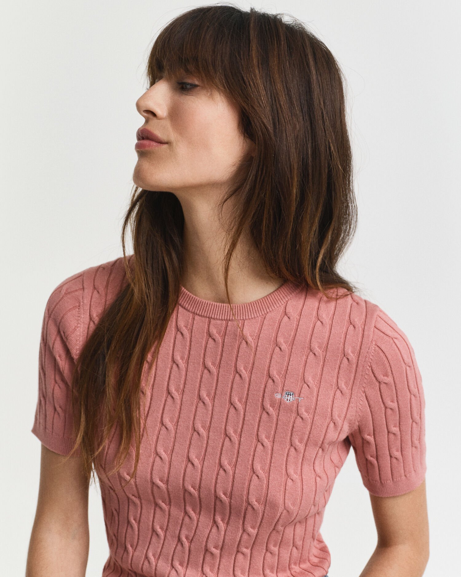 Lyhythihainen palmikkoneulepusero