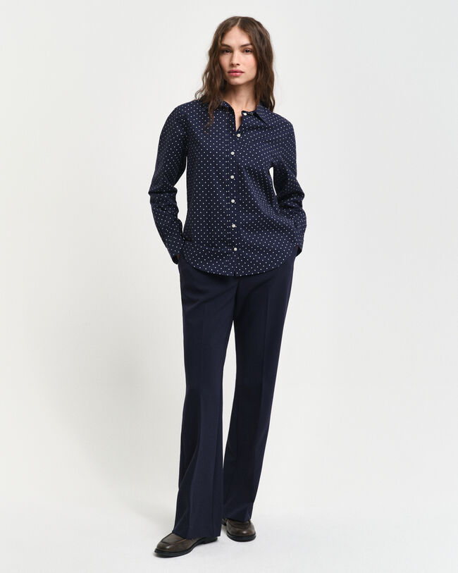 Regular fit ‑mitoitettu pilkullinen puuvillavoileepaita