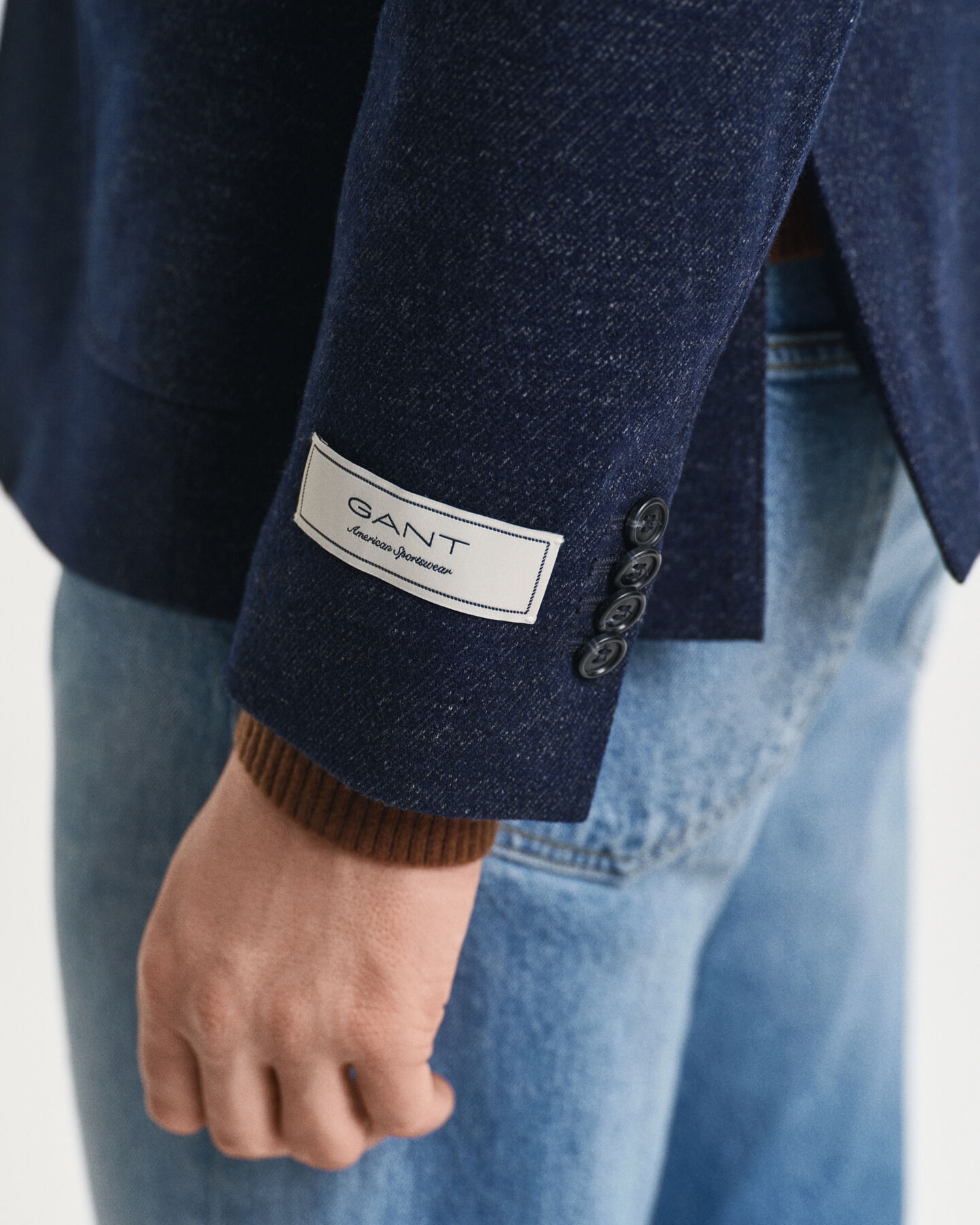 Kaksisävyinen villa-puuvillasekoitteinen jerseybleiseri