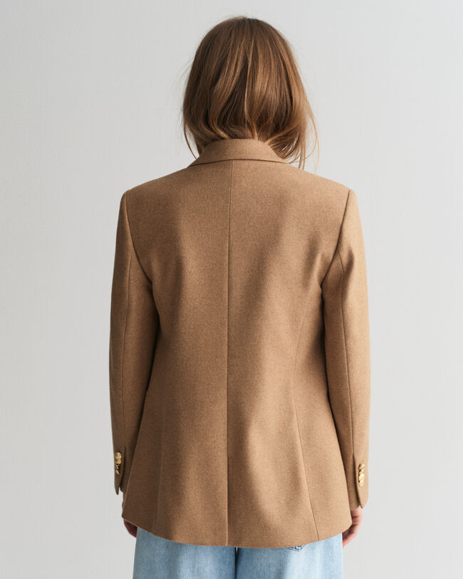 Regular&nbsp;fit ‑mitoitettu flanellinen klubitakki