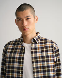 Regular fit ‑mitoitettu skottiruudullinen paita harjatusta oxford-kankaasta