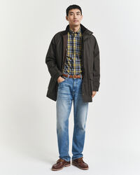 Regular fit ‑mitoitettu ruudullinen Archive-popliinipaita