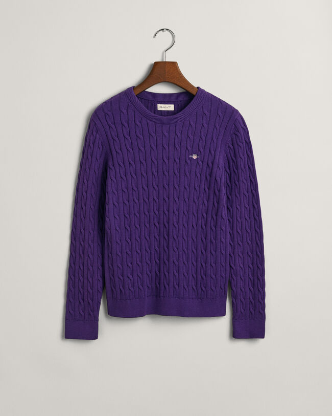 Teen Girls -malliston puuvillainen Shield-palmikkoneulepusero