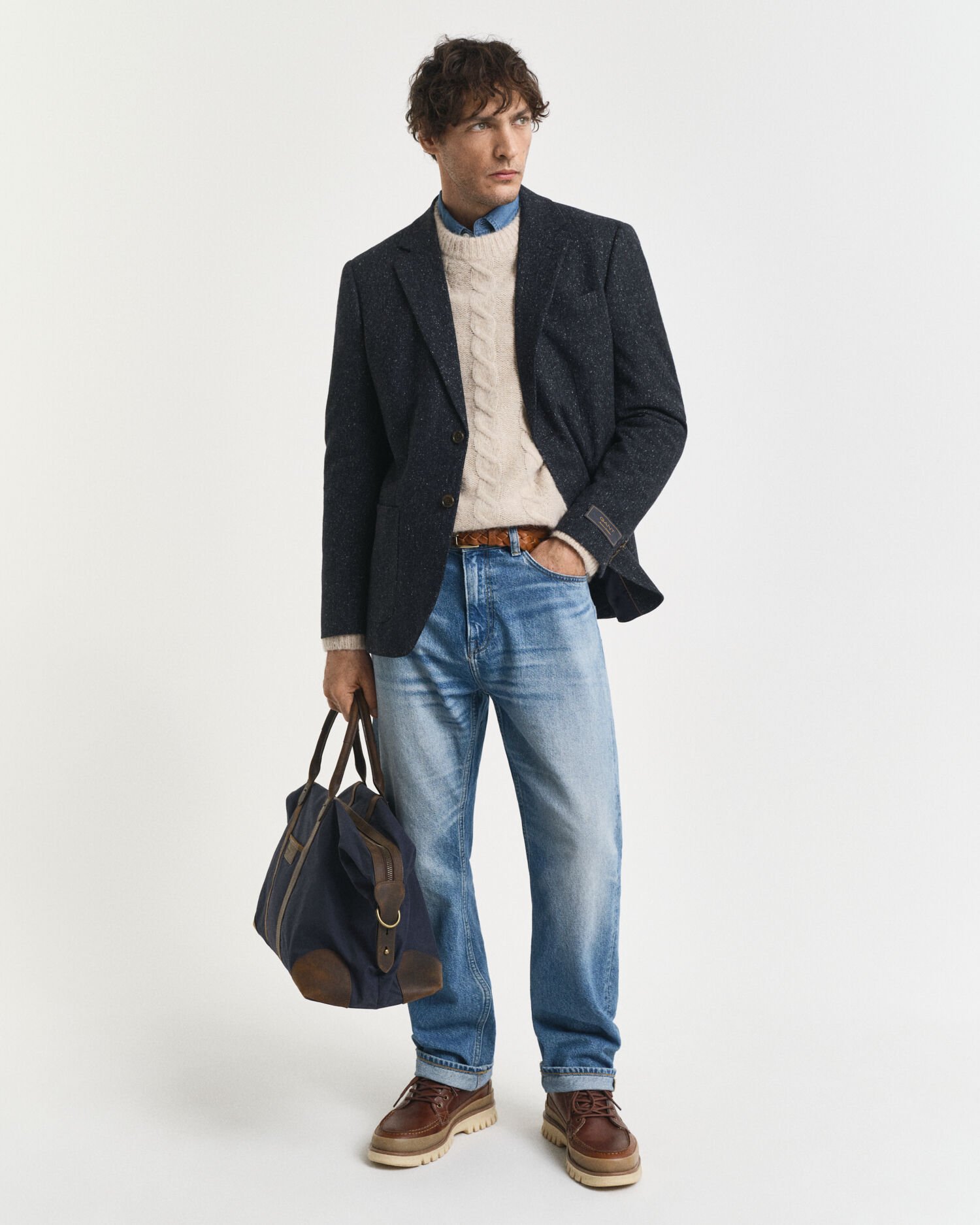 Slim fit ‑mitoitettu Donegal-puvuntakki