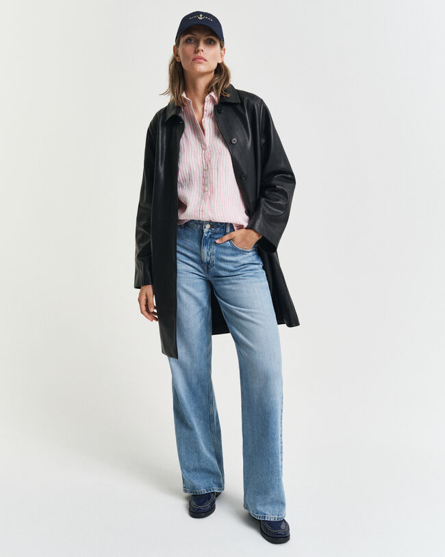 Regular fit ‑mitoitettu raidallinen pellavapaita