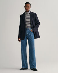 Pitkähihainen raidallinen joustinneulepoolo