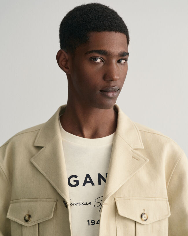 Relaxed&nbsp;fit ‑mitoitettu puuvilla-pellavainen puvuntakki