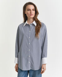 Oversized fit ‑mitoitettu raitapaita, kontrastivärinen kaulus