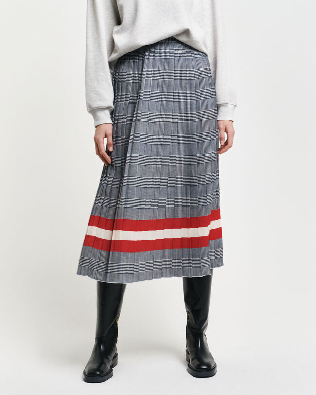 Printtikuvioitu ruudullinen laskoshame