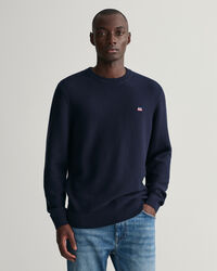 Ohut Texture-neulepusero, pyöreä pääntie