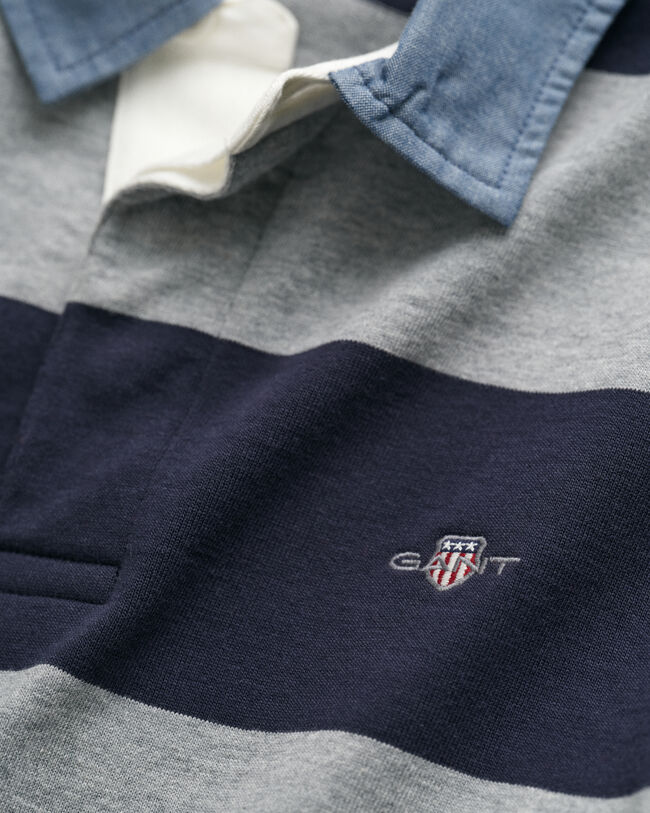 Raidallinen Heavy Rugger ‑paita chambray-kauluksella