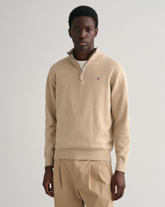 Classic-puuvillaneulepusero puolivetoketjulla