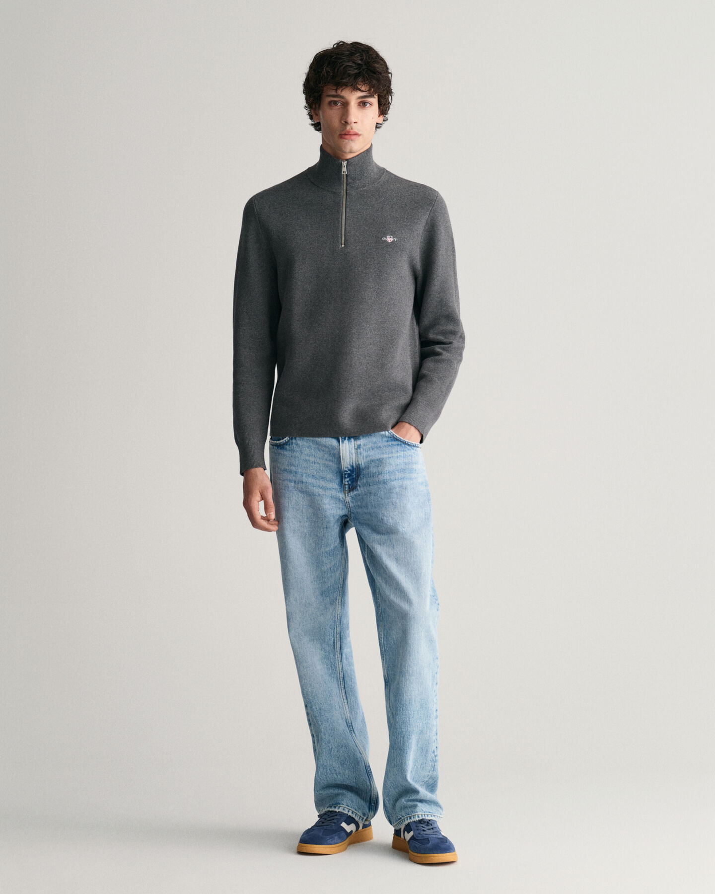 Vetoketjukauluksellinen Milano Knit -puuvillaneule