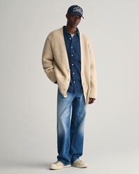 Ribbineulottu bukleeneuletakki