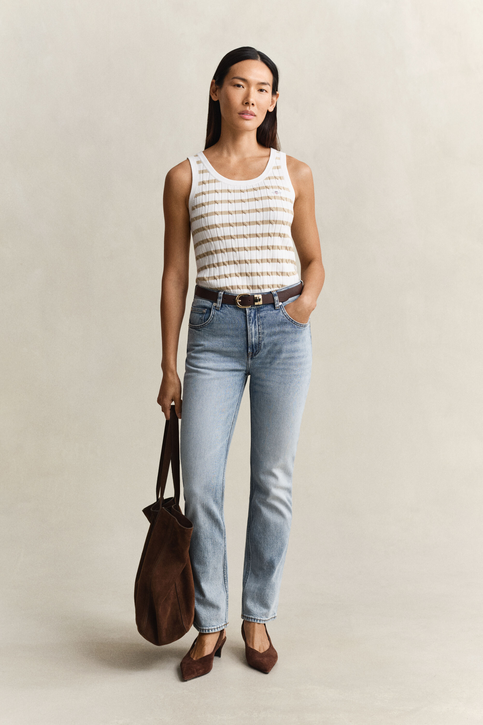 Raidallinen palmikkoneuletoppi