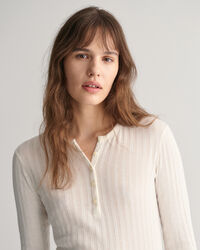 Pitkähihainen Henley‑joustinneule-t‑paita