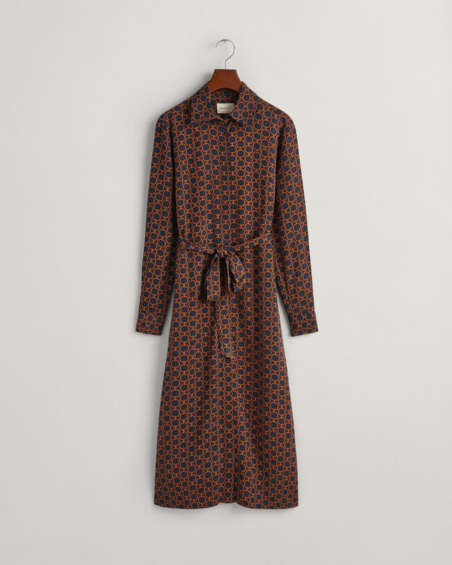 Slim&nbsp;fit ‑mitoitettu geometrisesti kuvioitu paitamekko