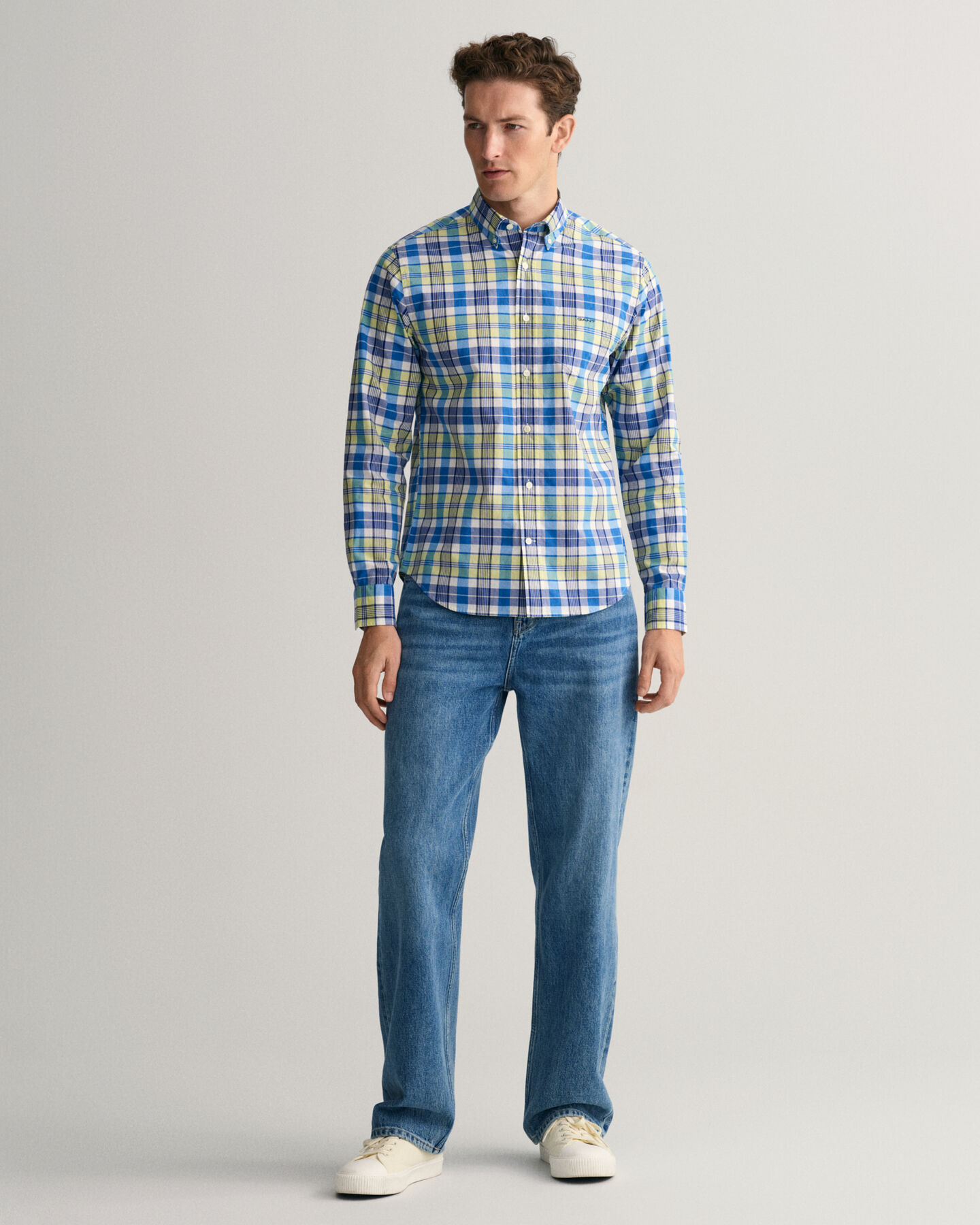 Regular fit -mitoitettu värikäs ruutupaita