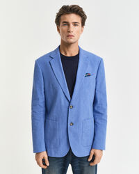 Slim fit ‑mitoitettu puuvilla-pellavainen puvuntakki