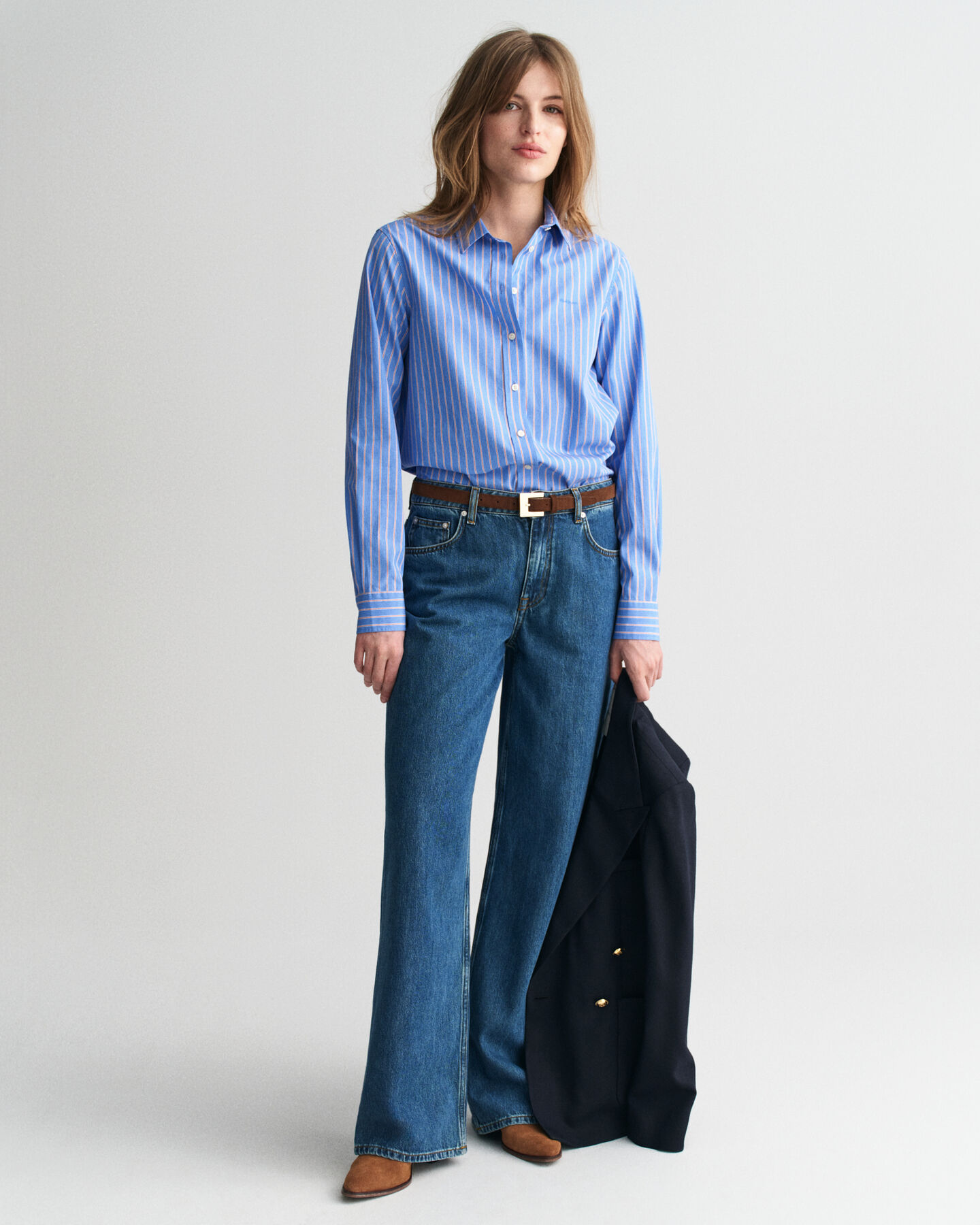 Regular fit ‑mitoitettu raidallinen Classic-popliinipaita