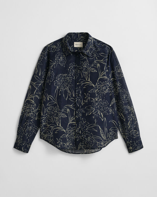 Regular fit ‑mitoitettu printtikuvioitu Floral‑paita puuvilla-silkkisekoitetta